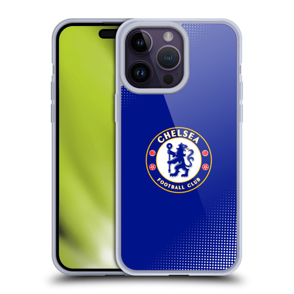 Chelsea Football Club Crest Halftone Soft Gel Case for Apple iPhone 14 Pro Max