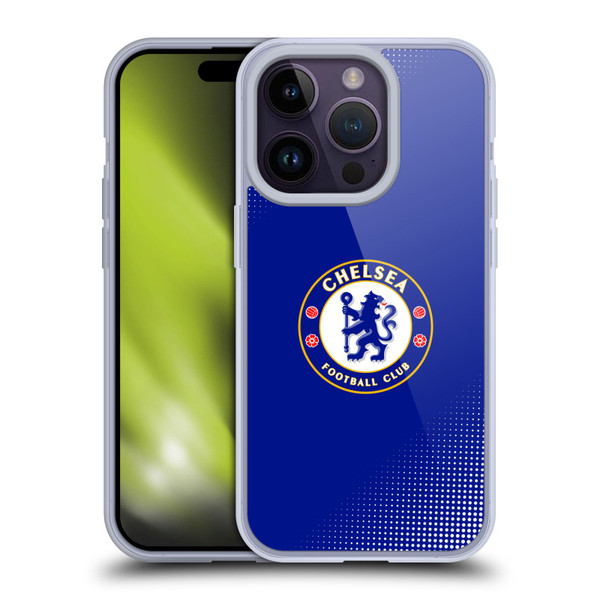Chelsea Football Club Crest Halftone Soft Gel Case for Apple iPhone 14 Pro