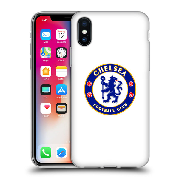 Chelsea Football Club Crest Plain White Soft Gel Case for Apple iPhone X / iPhone XS