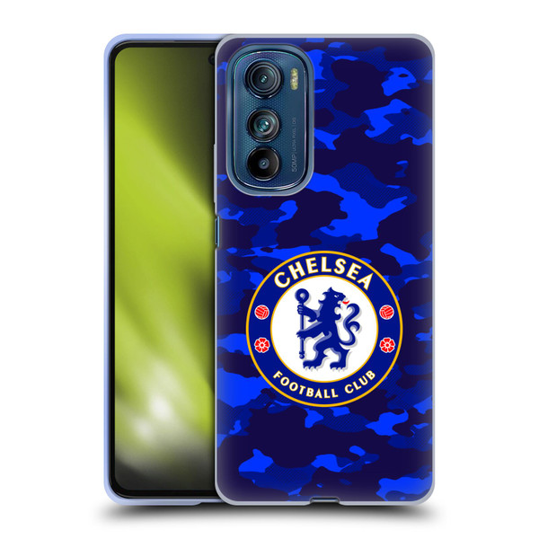 Chelsea Football Club Crest Camouflage Soft Gel Case for Motorola Edge 30