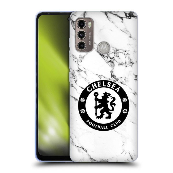 Chelsea Football Club Crest White Marble Soft Gel Case for Motorola Moto G60 / Moto G40 Fusion