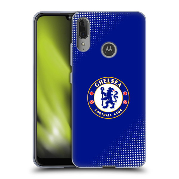 Chelsea Football Club Crest Halftone Soft Gel Case for Motorola Moto E6 Plus