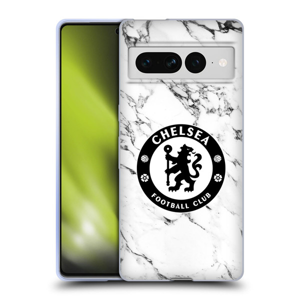 Chelsea Football Club Crest White Marble Soft Gel Case for Google Pixel 7 Pro