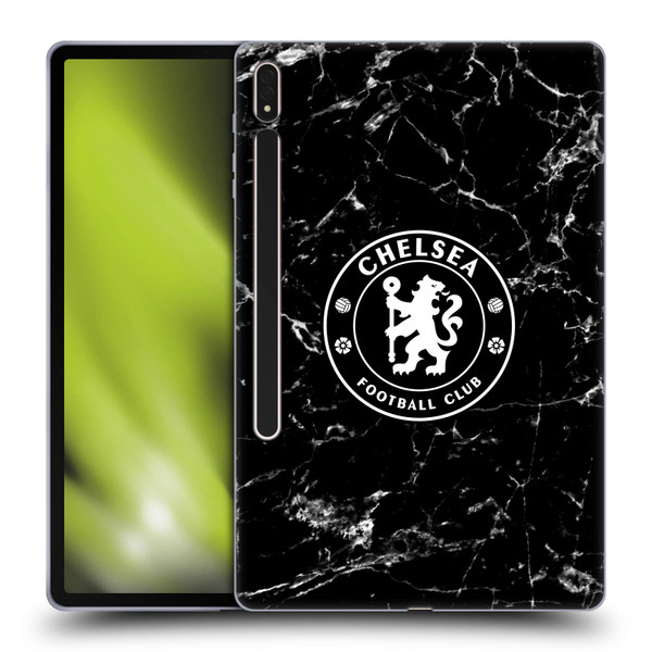 Chelsea Football Club Crest Black Marble Soft Gel Case for Samsung Galaxy Tab S8 Plus