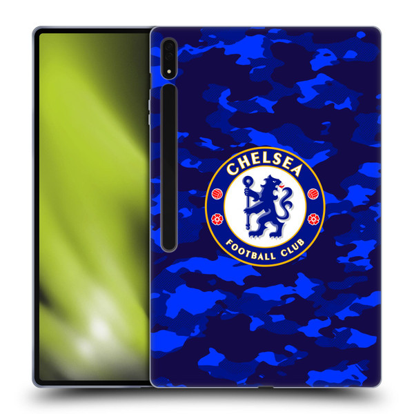 Chelsea Football Club Crest Camouflage Soft Gel Case for Samsung Galaxy Tab S8 Ultra