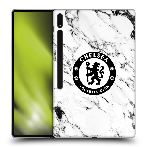 Chelsea Football Club Crest White Marble Soft Gel Case for Samsung Galaxy Tab S8 Ultra