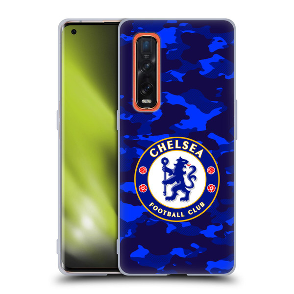 Chelsea Football Club Crest Camouflage Soft Gel Case for OPPO Find X2 Pro 5G