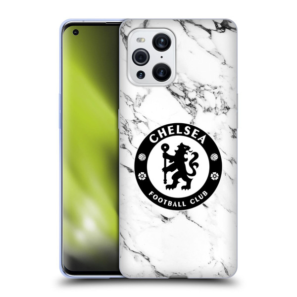 Chelsea Football Club Crest White Marble Soft Gel Case for OPPO Find X3 / Pro