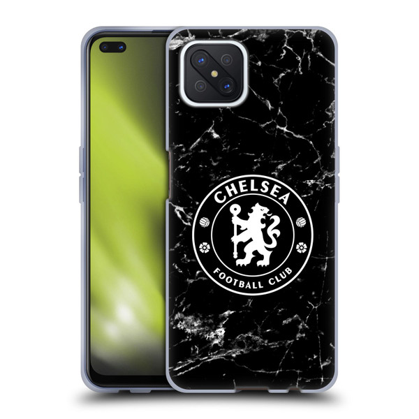 Chelsea Football Club Crest Black Marble Soft Gel Case for OPPO Reno4 Z 5G