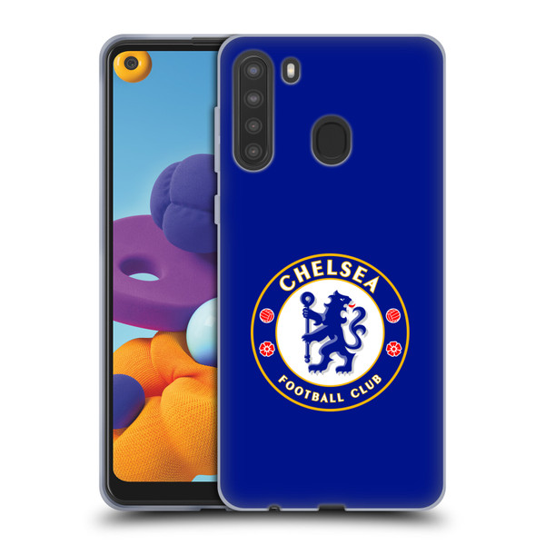 Chelsea Football Club Crest Plain Blue Soft Gel Case for Samsung Galaxy A21 (2020)