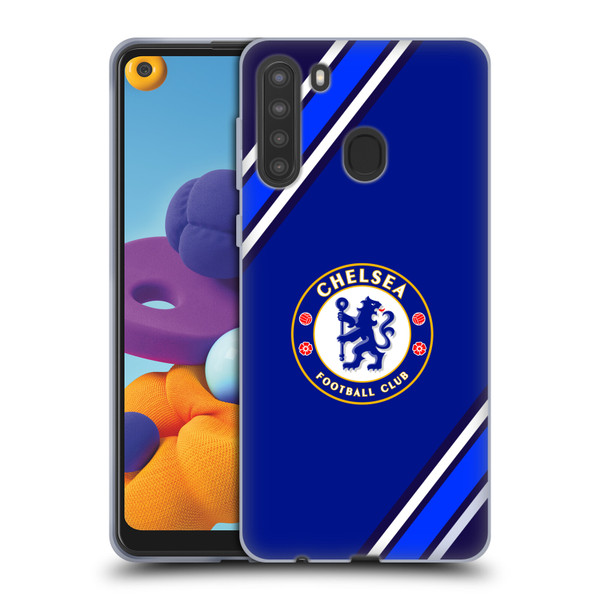 Chelsea Football Club Crest Stripes Soft Gel Case for Samsung Galaxy A21 (2020)