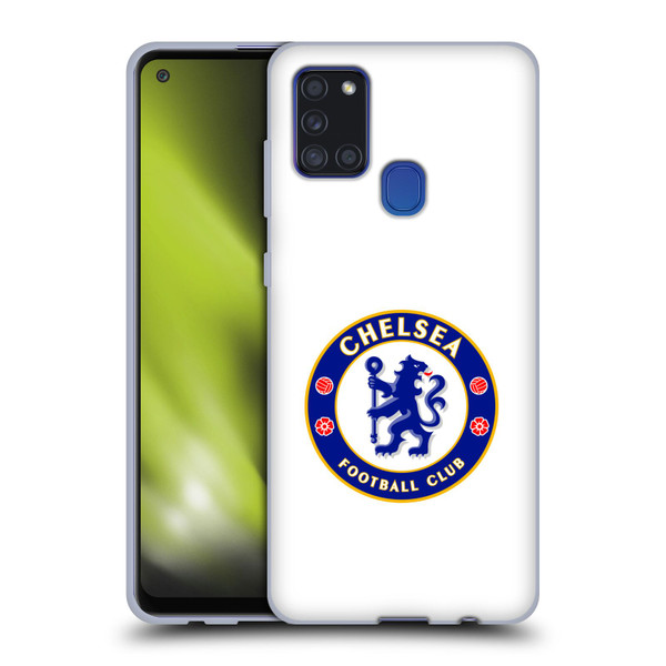 Chelsea Football Club Crest Plain White Soft Gel Case for Samsung Galaxy A21s (2020)