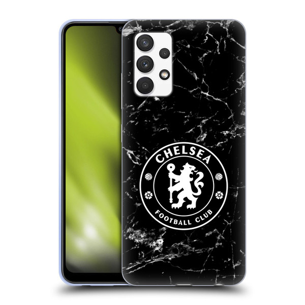 Chelsea Football Club Crest Black Marble Soft Gel Case for Samsung Galaxy A32 (2021)