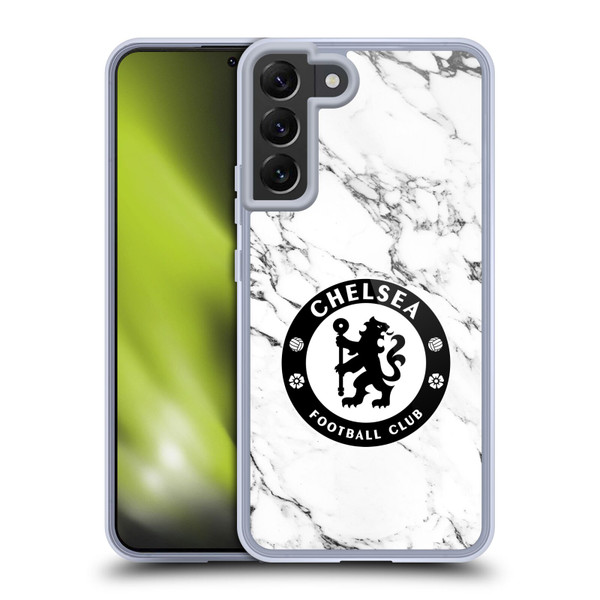 Chelsea Football Club Crest White Marble Soft Gel Case for Samsung Galaxy S22+ 5G