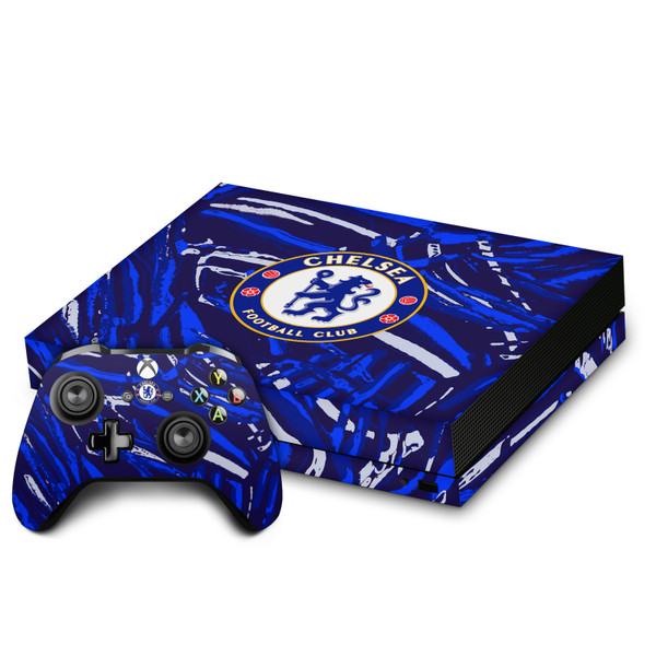 Chelsea Football Club Art Abstract Brush Vinyl Sticker Skin Decal Cover for Microsoft Xbox One X Bundle