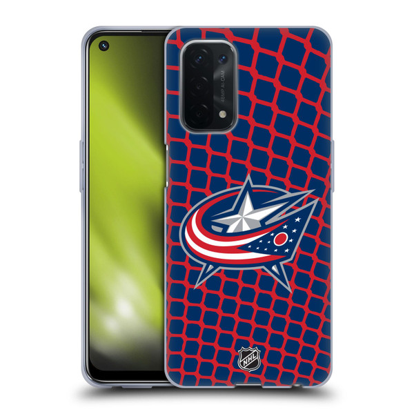 NHL Columbus Blue Jackets Net Pattern Soft Gel Case for OPPO A54 5G