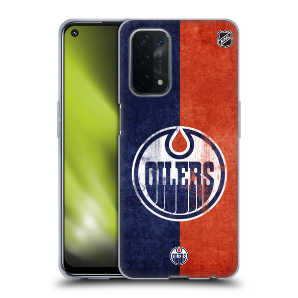 NHL Edmonton Oilers Half Distressed Soft Gel Case for OPPO A54 5G