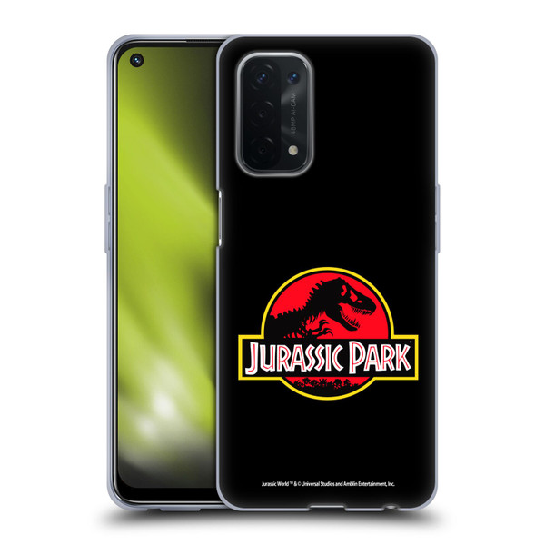 Jurassic Park Logo Plain Black Soft Gel Case for OPPO A54 5G