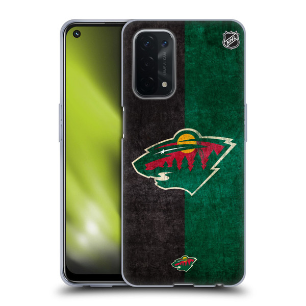 NHL Minnesota Wild Half Distressed Soft Gel Case for OPPO A54 5G