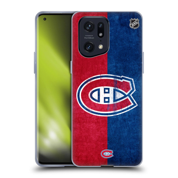NHL Montreal Canadiens Half Distressed Soft Gel Case for OPPO Find X5 Pro