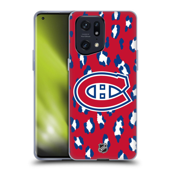 NHL Montreal Canadiens Leopard Patten Soft Gel Case for OPPO Find X5 Pro