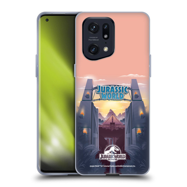 Jurassic World Vector Art Park's Gate Soft Gel Case for OPPO Find X5 Pro