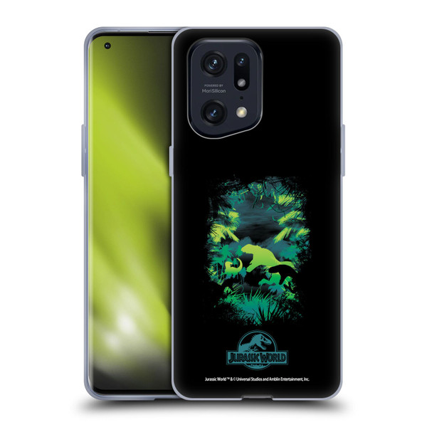 Jurassic World Vector Art T-Rex Silhouette Soft Gel Case for OPPO Find X5 Pro