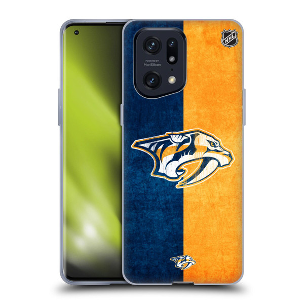 NHL Nashville Predators Half Distressed Soft Gel Case for OPPO Find X5 Pro