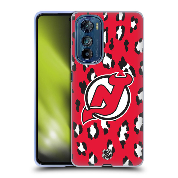NHL New Jersey Devils Leopard Pattern Soft Gel Case for Motorola Edge 30