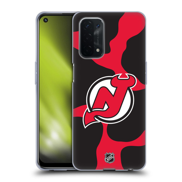 NHL New Jersey Devils Cow Pattern Soft Gel Case for OPPO A54 5G