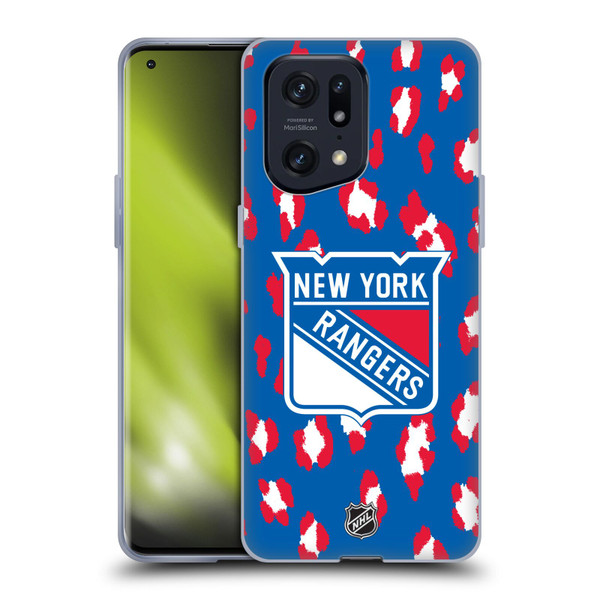 NHL New York Rangers Leopard Patten Soft Gel Case for OPPO Find X5 Pro