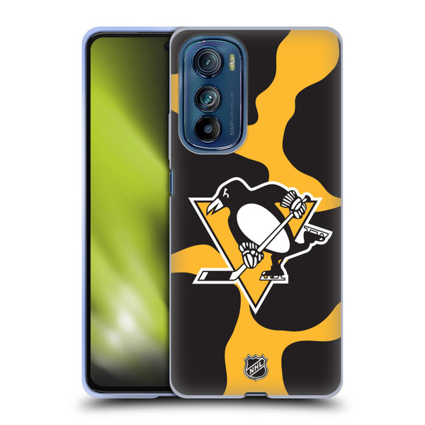 NHL Pittsburgh Penguins Cow Pattern Soft Gel Case for Motorola Edge 30