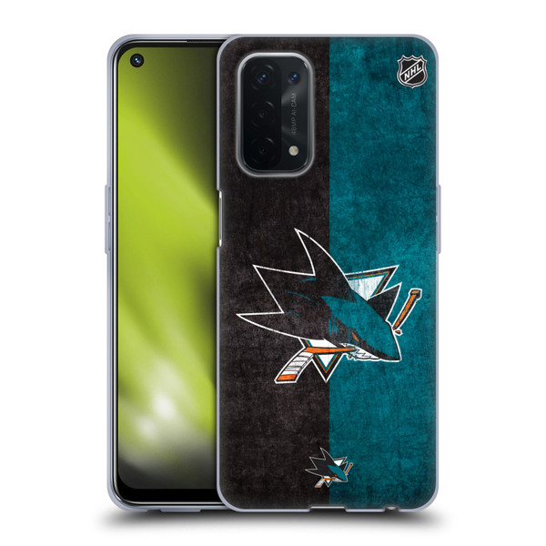 NHL San Jose Sharks Half Distressed Soft Gel Case for OPPO A54 5G