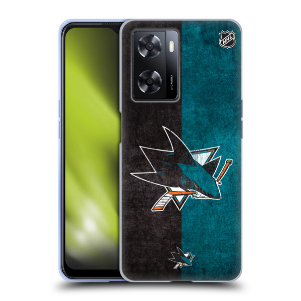 NHL San Jose Sharks Half Distressed Soft Gel Case for OPPO A57s