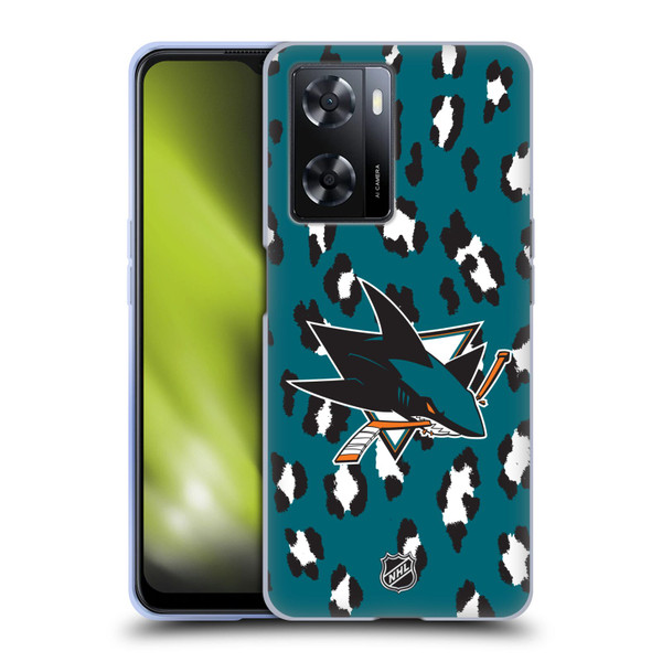 NHL San Jose Sharks Leopard Pattern Soft Gel Case for OPPO A57s