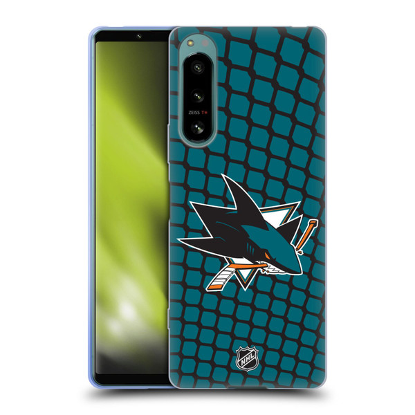 NHL San Jose Sharks Net Pattern Soft Gel Case for Sony Xperia 5 IV