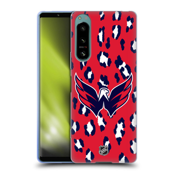 NHL Washington Capitals Leopard Patten Soft Gel Case for Sony Xperia 5 IV
