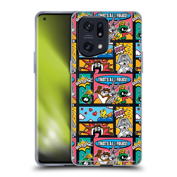 Looney Tunes Patterns Comics Soft Gel Case for OPPO Find X5 Pro