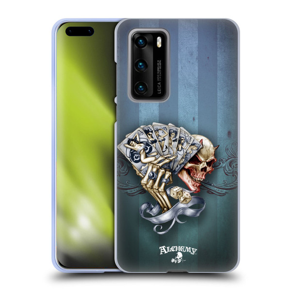 Alchemy Gothic Skull And Cards Read 'Em And Weep Soft Gel Case for Huawei P40 5G