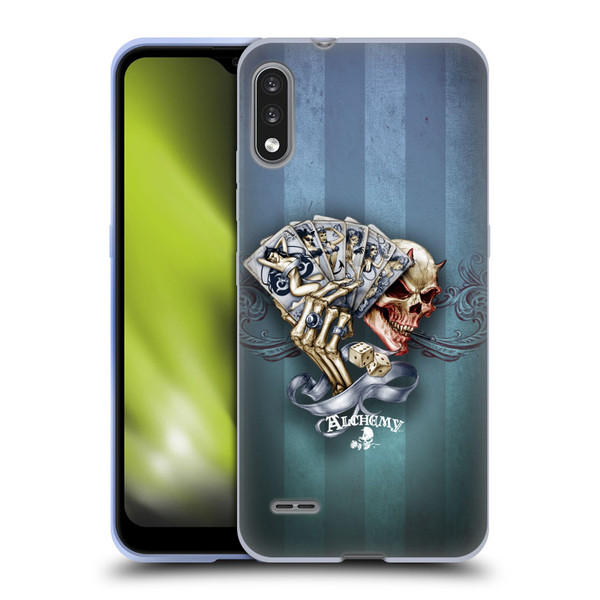 Alchemy Gothic Skull And Cards Read 'Em And Weep Soft Gel Case for LG K22