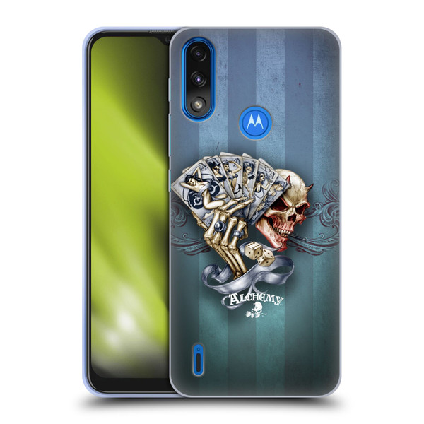 Alchemy Gothic Skull And Cards Read 'Em And Weep Soft Gel Case for Motorola Moto E7 Power / Moto E7i Power
