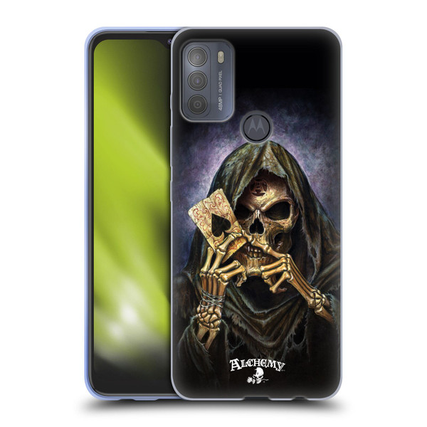 Alchemy Gothic Skull And Cards Reaper's Ace Soft Gel Case for Motorola Moto G50