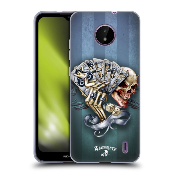Alchemy Gothic Skull And Cards Read 'Em And Weep Soft Gel Case for Nokia C10 / C20