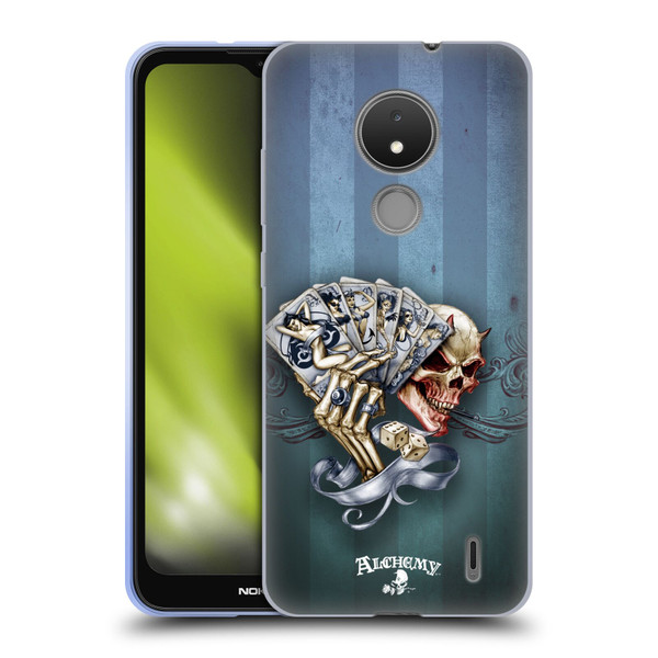 Alchemy Gothic Skull And Cards Read 'Em And Weep Soft Gel Case for Nokia C21