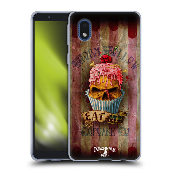Alchemy Gothic Skull Eat Me Cupcake Soft Gel Case for Samsung Galaxy A01 Core (2020)