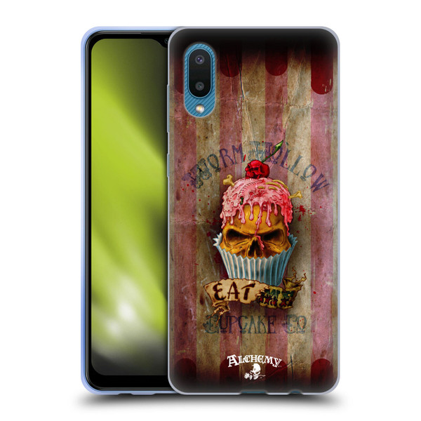 Alchemy Gothic Skull Eat Me Cupcake Soft Gel Case for Samsung Galaxy A02/M02 (2021)