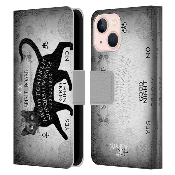 Alchemy Gothic Cats Black Cat Spirit Board Leather Book Wallet Case Cover For Apple iPhone 13 Mini