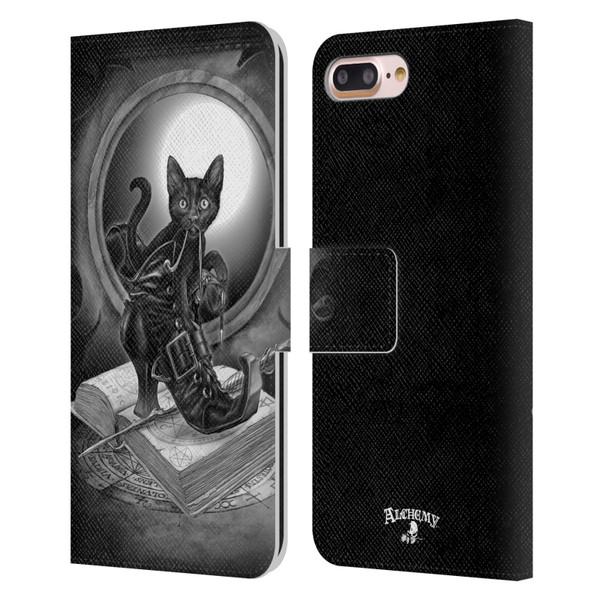 Alchemy Gothic Cats Midnight Mischief Leather Book Wallet Case Cover For Apple iPhone 7 Plus / iPhone 8 Plus