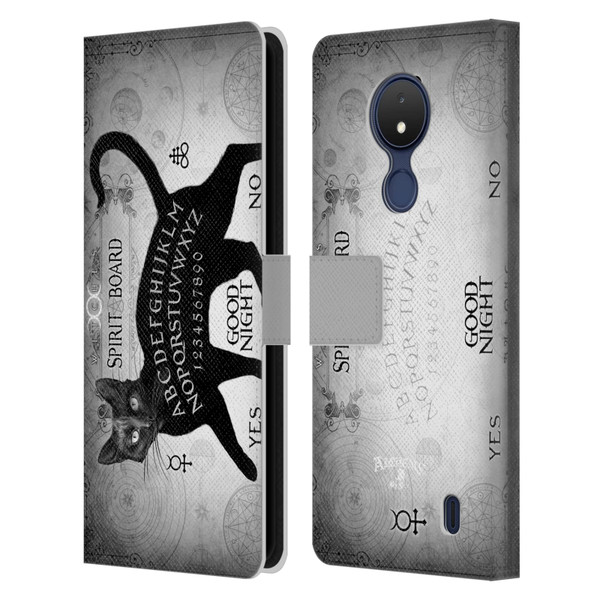 Alchemy Gothic Cats Black Cat Spirit Board Leather Book Wallet Case Cover For Nokia C21