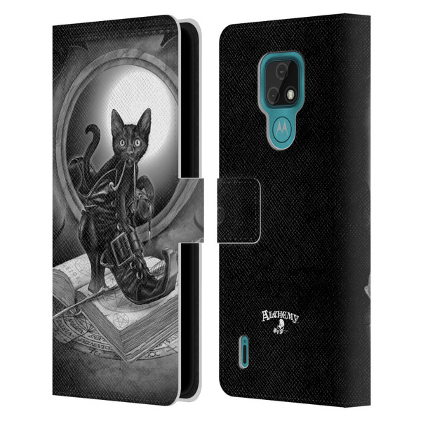 Alchemy Gothic Cats Midnight Mischief Leather Book Wallet Case Cover For Motorola Moto E7